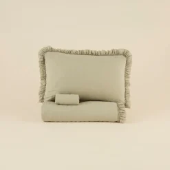 Fiona Bettüberwurf Set Salbeigrün 230x240cm + 2(50x70) cm