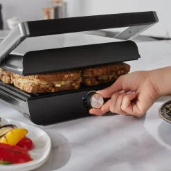 Homend Grilliant 1356H Inox-Gehäuse mit Gusseisenplatten Sandwich- und Grillmaschine