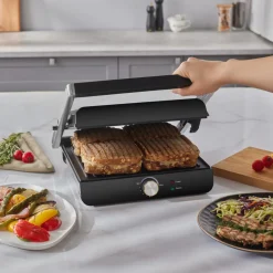 Homend Grilliant 1356H Inox-Gehäuse mit Gusseisenplatten Sandwich- und Grillmaschine