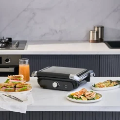 Homend Grilliant 1366H Toaster und Grill mit herausnehmbarer Gusseisenplatte und Edelstahlgehäuse