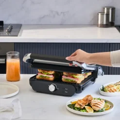 Homend Grilliant 1366H Toaster und Grill mit herausnehmbarer Gusseisenplatte und Edelstahlgehäuse