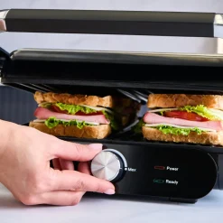 Homend Grilliant 1366H Toaster und Grill mit herausnehmbarer Gusseisenplatte und Edelstahlgehäuse