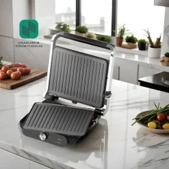 Homend Grilliant 1366H Toaster und Grill mit herausnehmbarer Gusseisenplatte und Edelstahlgehäuse