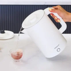 Homend Heatrow Cooltouch Wasserkocher 1,7L – Doppelwand, Leiser Betrieb, Cool-Touch-Gehäuse, Edelstahl, 2200W Schnellkochfunktion, Dreifachschutz, Weiß