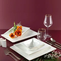 Jumbo Fold Gold 58-teiliges eckiges Tafelservice für 12 Personen