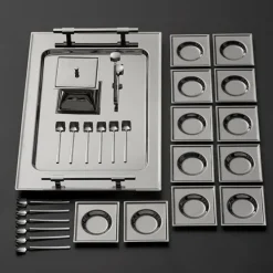 Jumbo New 9100 28-teiliges eckiges Teeset – Edelstahl