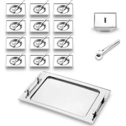 Jumbo New 9100 28-teiliges eckiges Teeset – Edelstahl