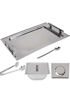 Jumbo New 9100 28-teiliges eckiges Teeset – Edelstahl