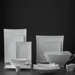 Jumbo Wind Platin 64-teiliges Tafelservice für 12 Personen – Quadratisch