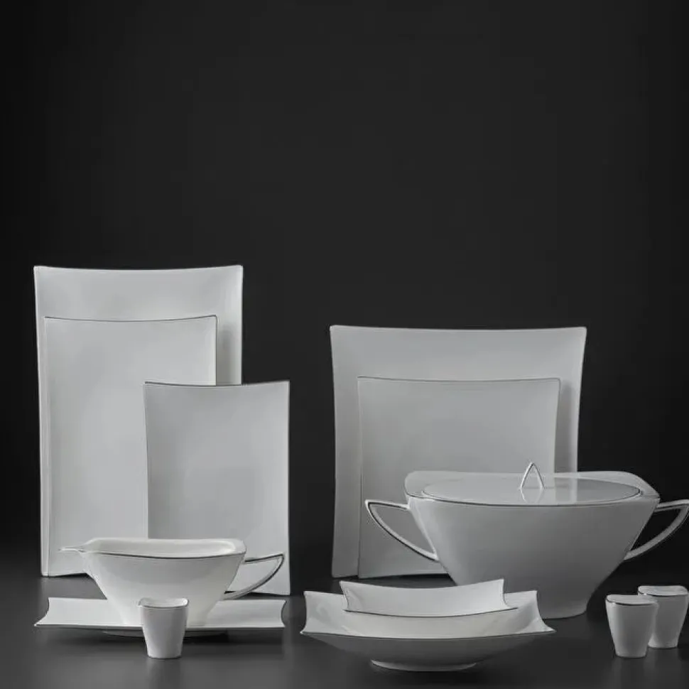 Jumbo Wind Platin 64-teiliges Tafelservice für 12 Personen – Quadratisch