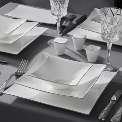 Jumbo Wind Platin 64-teiliges Tafelservice für 12 Personen – Quadratisch