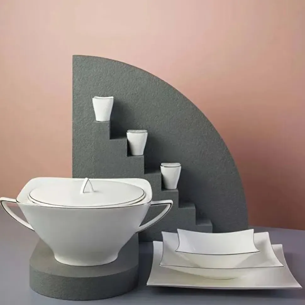 Jumbo Wind Platin 64-teiliges Tafelservice für 12 Personen – Quadratisch