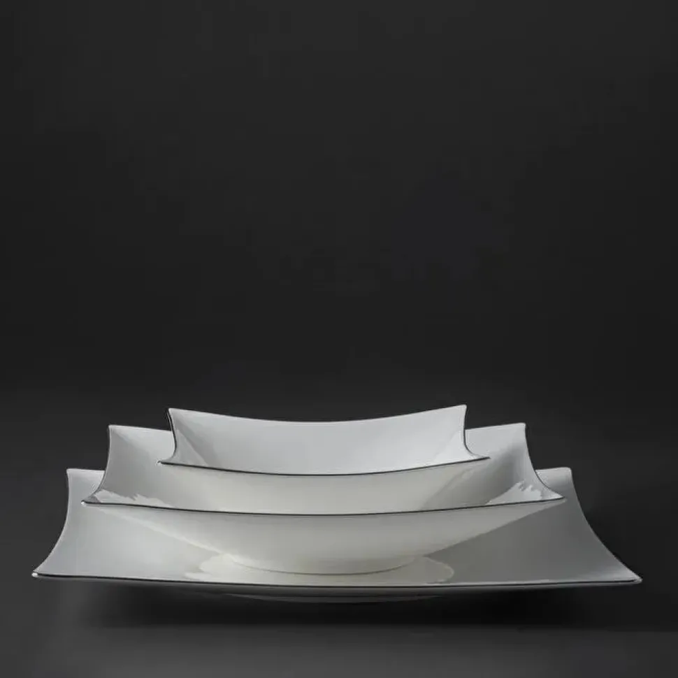 Jumbo Wind Platin 64-teiliges Tafelservice für 12 Personen – Quadratisch