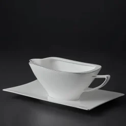 Jumbo Wind Platin 64-teiliges Tafelservice für 12 Personen – Quadratisch