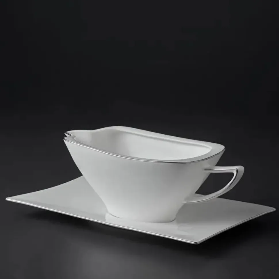 Jumbo Wind Platin 64-teiliges Tafelservice für 12 Personen – Quadratisch