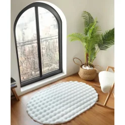 Kaşmir Halı 7/24 Cosy Premium Bubble Weiß Oval 80x150 cm