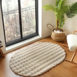 Kaşmir Halı 7/24 Cosy Premium Bubble Beige Oval 80x150 cm