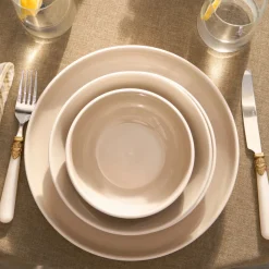 Karaca Abby 24-teiliges Steinzeug-Tafelservice für 6 Personen, Creme