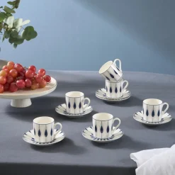 Karaca Ahenk 12-teiliges Bone China Espresso Türkisch-Kaffeetassen-Set für 6 Personen, 80 ml, Mehrfarbig