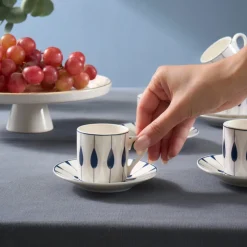 Karaca Ahenk 12-teiliges Bone China Espresso Türkisch-Kaffeetassen-Set für 6 Personen, 80 ml, Mehrfarbig