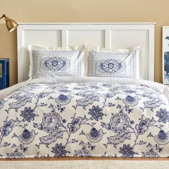 Karaca Amar Blau 100% Baumwolle Doppeltes Bettbezugs-Set