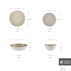 Karaca Aria Beige Reactive Geschirr Set für 6 Personen, 24 teilig