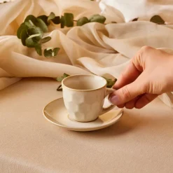 Karaca Aria Beige Reactive Koffiekopjesset voor 1 Persoon, 90 ml