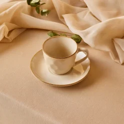 Karaca Aria Teetasse mit Untertasse mit Reaktivglasur, 230 ml, Beige