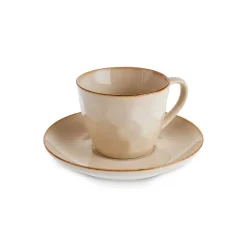 Karaca Aria Teetasse mit Untertasse mit Reaktivglasur, 230 ml, Beige
