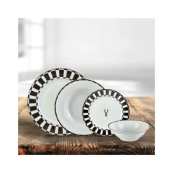 Karaca Aries Schwarz 24 Teiliges Tafelset für 6 Personen