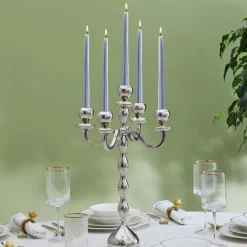 Karaca Arlen 5-flammiger Kerzenhalter Silber 42x29 cm