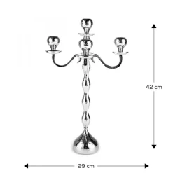 Karaca Arlen 5-flammiger Kerzenhalter Silber 42x29 cm