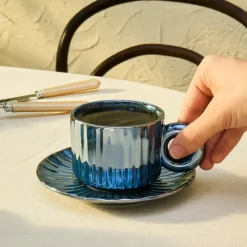 Karaca Arthur Marineblaue Teetasse für 2 Personen, 260 ml