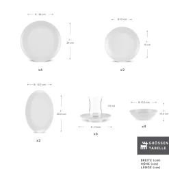 Karaca Artiste Bone China 20-teiliges Tafelservice für 6 Personen, Weiß