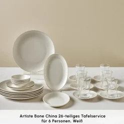 Karaca Artiste Bone China 20-teiliges Tafelservice für 6 Personen, Weiß