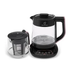 Karaca Çaysever 3 in 1 Sprechende Glas Teekocher Wasserkocher und Vorbereitung von Speisewasser 1700W, Rosegold