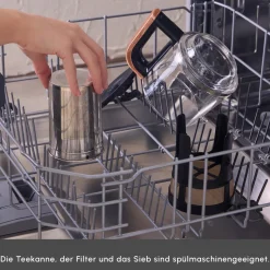 Karaca Çaysever Robotea Pro 4 in 1 Sprechende Automatische Glas-Teemaschine, Wasserkocher und Filterkaffeemaschine 2500W Schwarz Kupfer