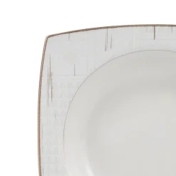 Karaca Batik Cream 60-teiliges Tafelgeschirr-Set für 12 Personen Gold Quadrat