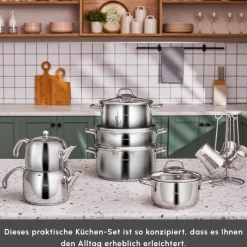 Karaca Belgrad Kochgeschirrset aus Edelstahll 15-teiligesaus