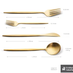 Karaca Bella Matte Gold Besteck Set für 6 Personen, 24 Teilig