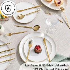Karaca Bella Matte Gold Besteck Set für 6 Personen, 24 Teilig