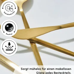 Karaca Bella Matte Gold Besteck Set für 6 Personen, 24 Teilig