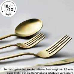 Karaca Bella Matte Gold Besteck Set für 6 Personen, 24 Teilig