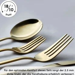 Karaca Bella Shiny Gold Besteck Set für 6 Personen, 24 Teilig