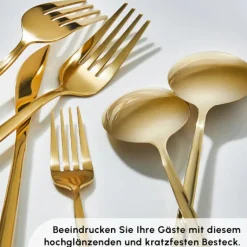 Karaca Bella Shiny Gold V2 Besteck Set für 6 Personen, 24 Teilig