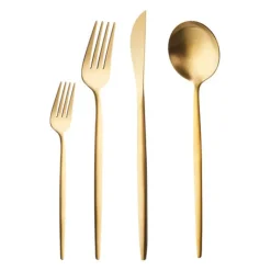 Karaca Bella V2 24-teiliges Besteckset für 6 Personen – Matte Gold