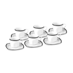 Karaca Black Line Teetassen-Set für 6 Personen, 12 Teilig, 220 ml
