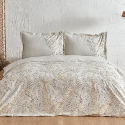 Karaca Bled Grau 100% Baumwolle Doppelbettbezug Set