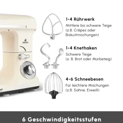 Karaca Blendburst Stand Mixer, 5.7L, 1400W, Iconic Beige