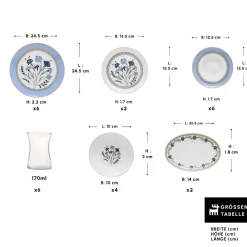 Karaca Blue Clove 26-Teiliges 6-Personen Frühstücksgeschirr